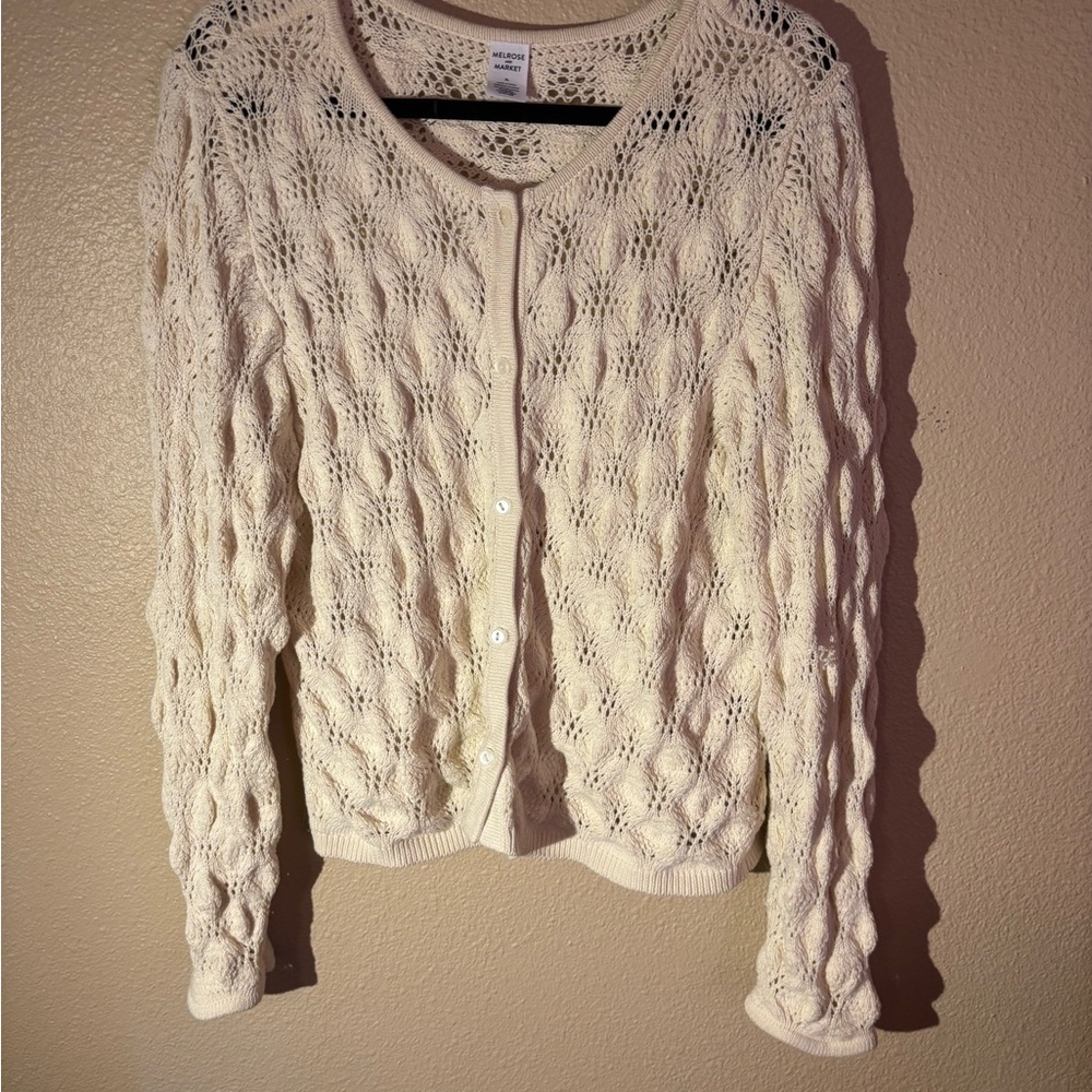 Melrose and Market Cream Textured Cardigan